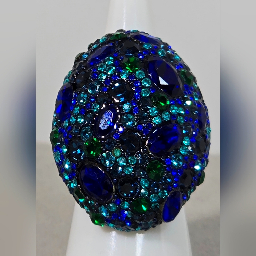 Kate Spade Pave Blue and Green Gemstone Ring